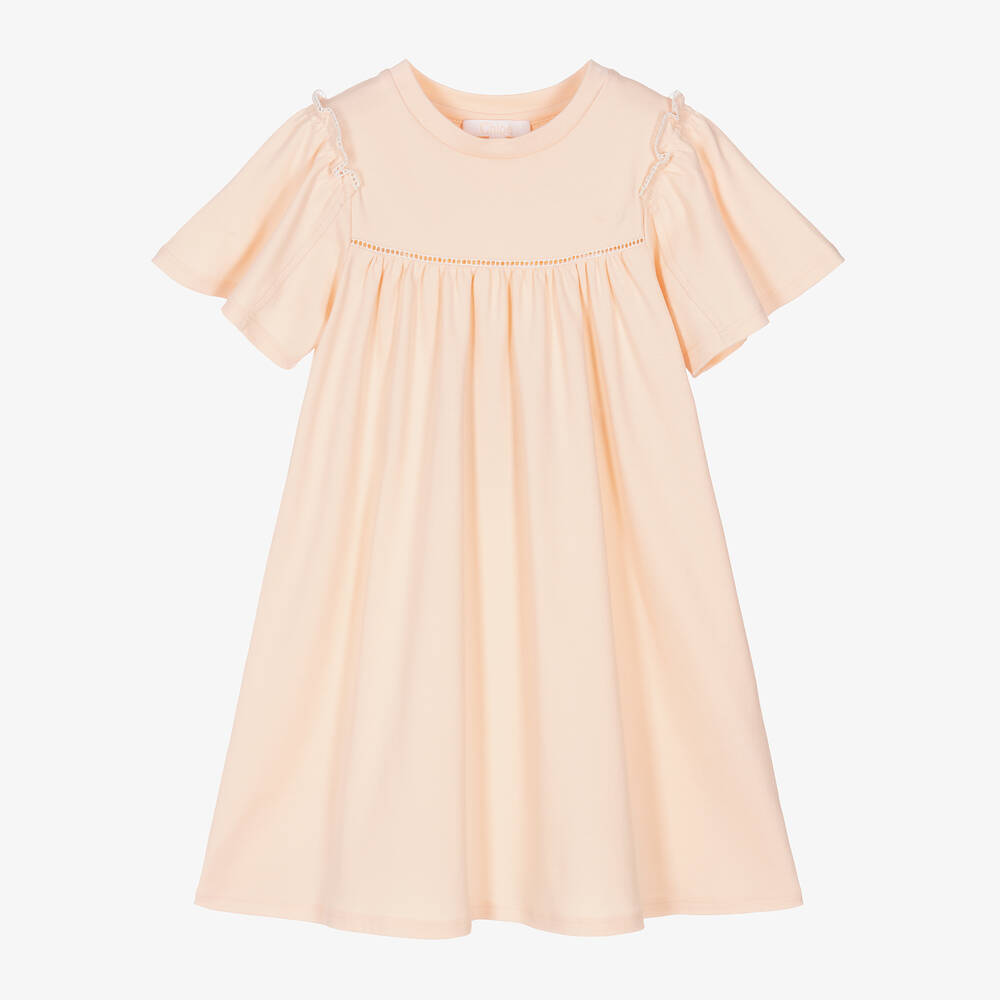 Chloé-فستان قطن عضوي لون زهري | Childrensalon Outlet