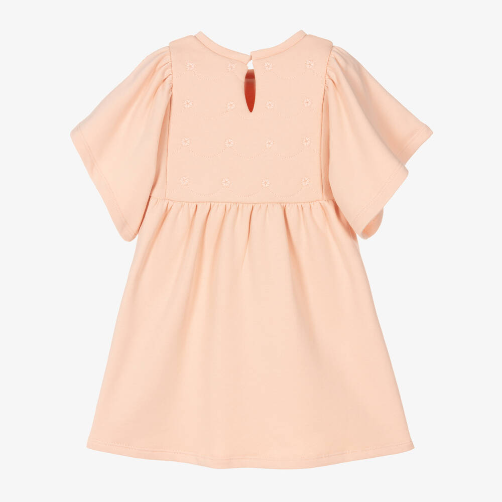 Chloé-Girls Pink Organic Cotton Embroidered Dress | Childrensalon Outlet
