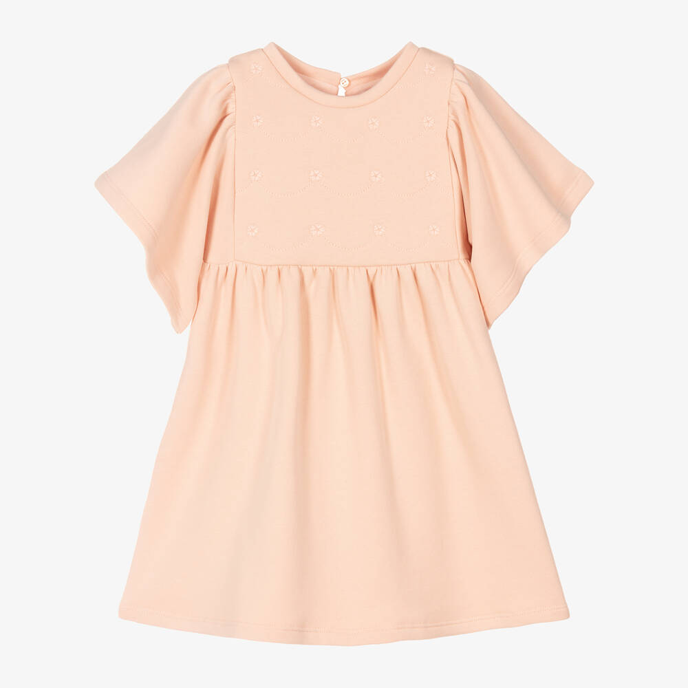 Chloé - Girls Pink Organic Cotton Embroidered Dress | Childrensalon