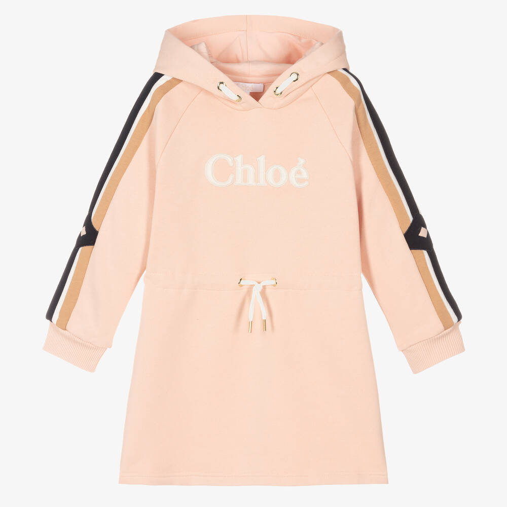Chloé - Girls Pink Organic Cotton Hooded Dress | Childrensalon