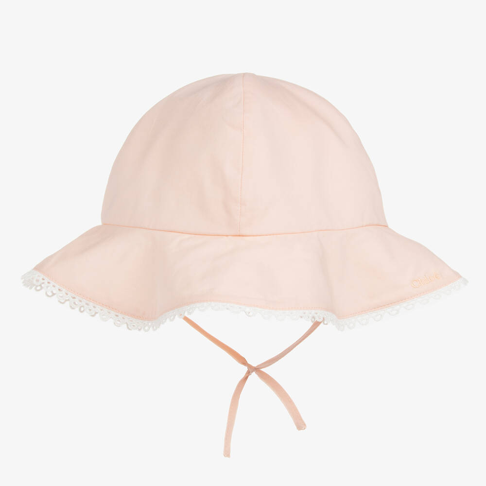 Chloé - قبعة للشمس قطن عضوي لون زهري للبنات | Childrensalon