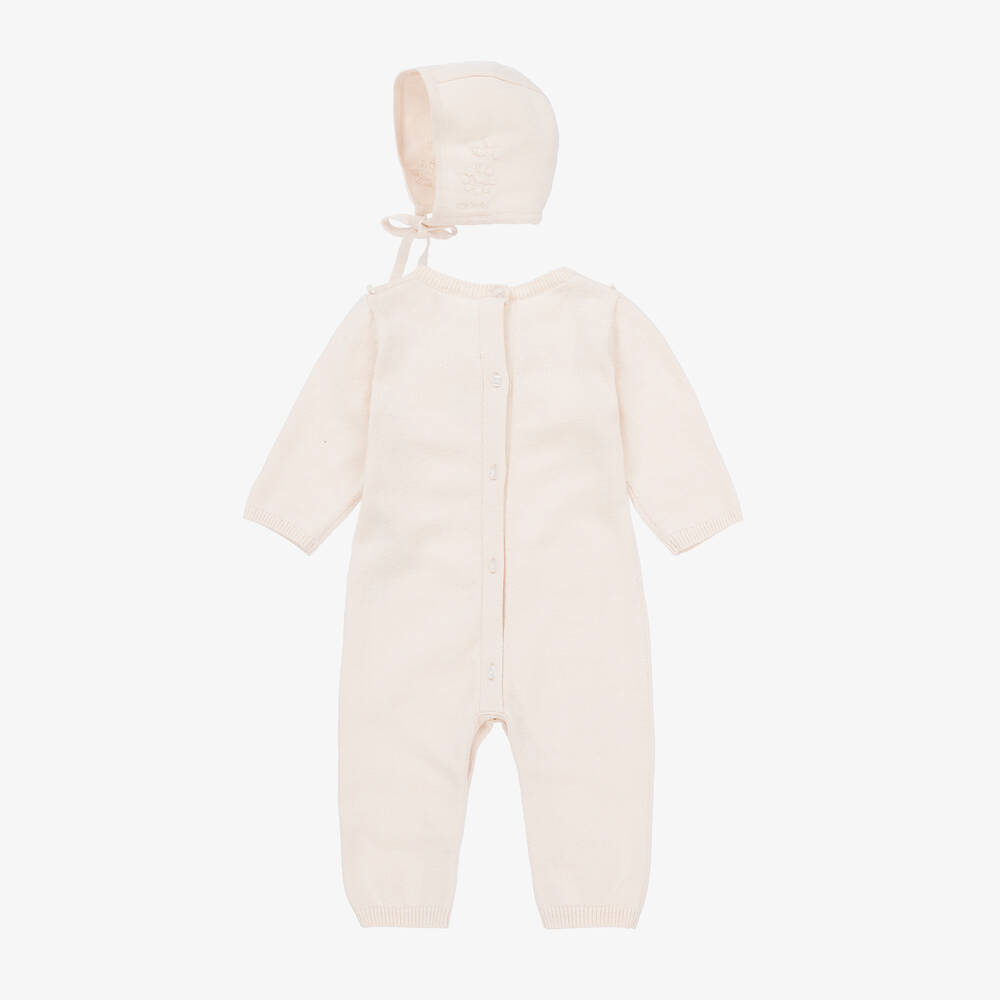 Chloé-Розовый подарочный комплект с комбинезоном из органического хлопка и шерсти | Childrensalon Outlet