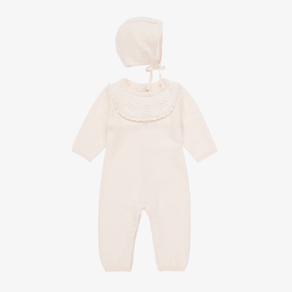 Chloé - Girls Pink Organic Cotton & Wool Babysuit Gift Set | Childrensalon
