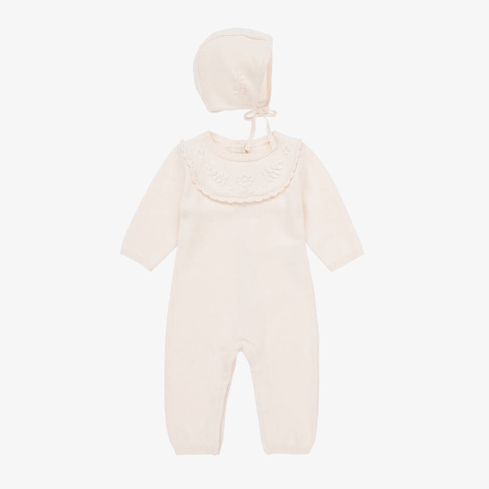 Girls Pink Organic Cotton Wool Babysuit Gift Set