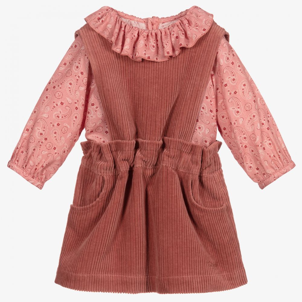 Chlo Girls Pink Pinafore Dress Set Childrensalon Outlet