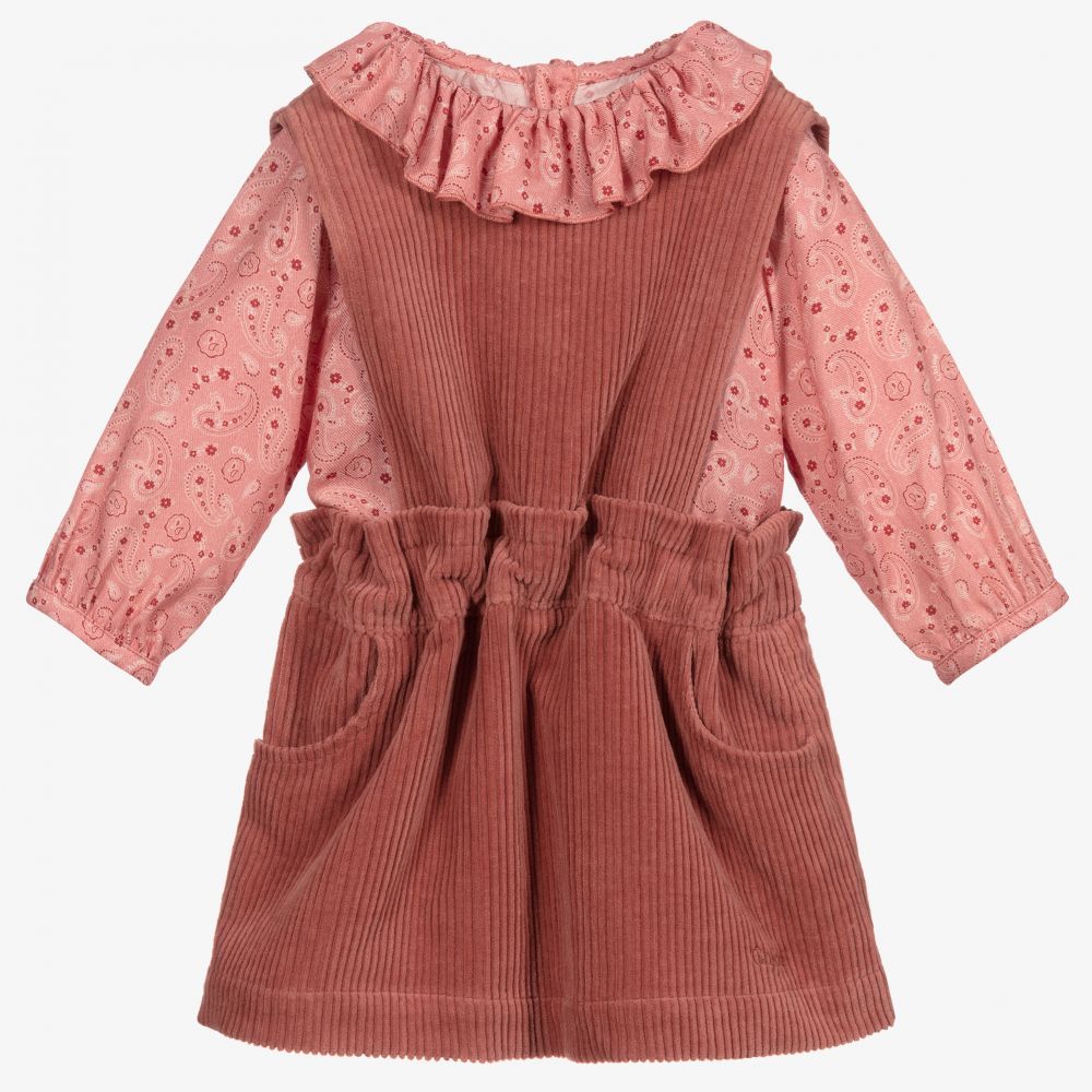 Chloé - Rosa Latzkleid-Set für Mädchen | Childrensalon