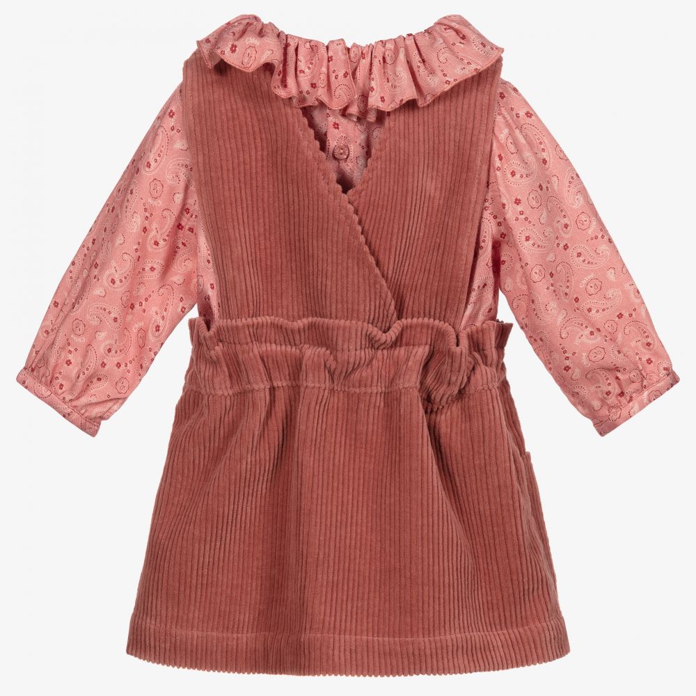 Chloé-Girls Pink Pinafore Dress Set | Childrensalon Outlet
