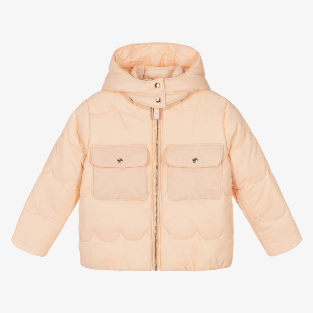 Chloé - Girls Pink Puffer Jacket | Childrensalon