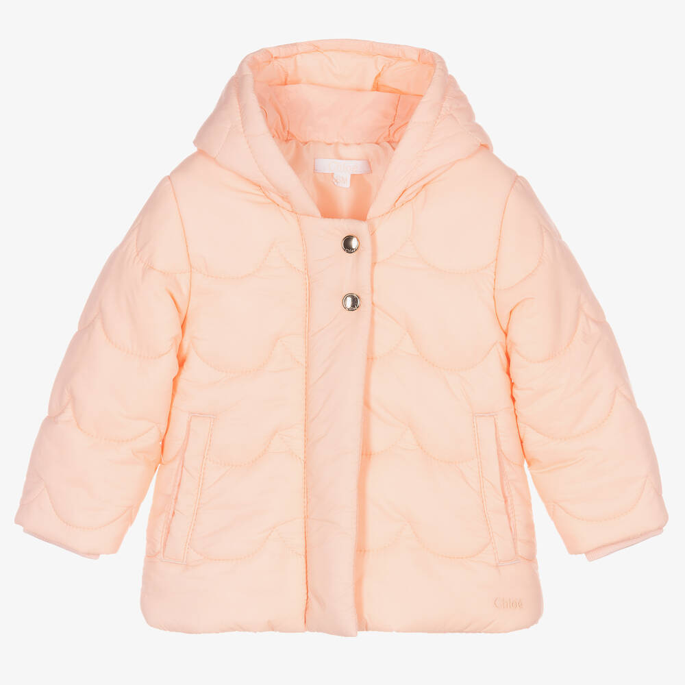 Chloé - Girls Pink Puffer Jacket | Childrensalon