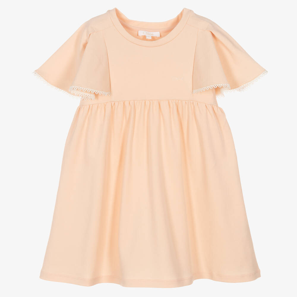 Chloé - Girls Pink Ruffle Sleeve Dress | Childrensalon
