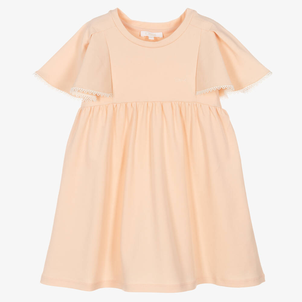 Chloé - Robe rose à manches volantées fille | Childrensalon