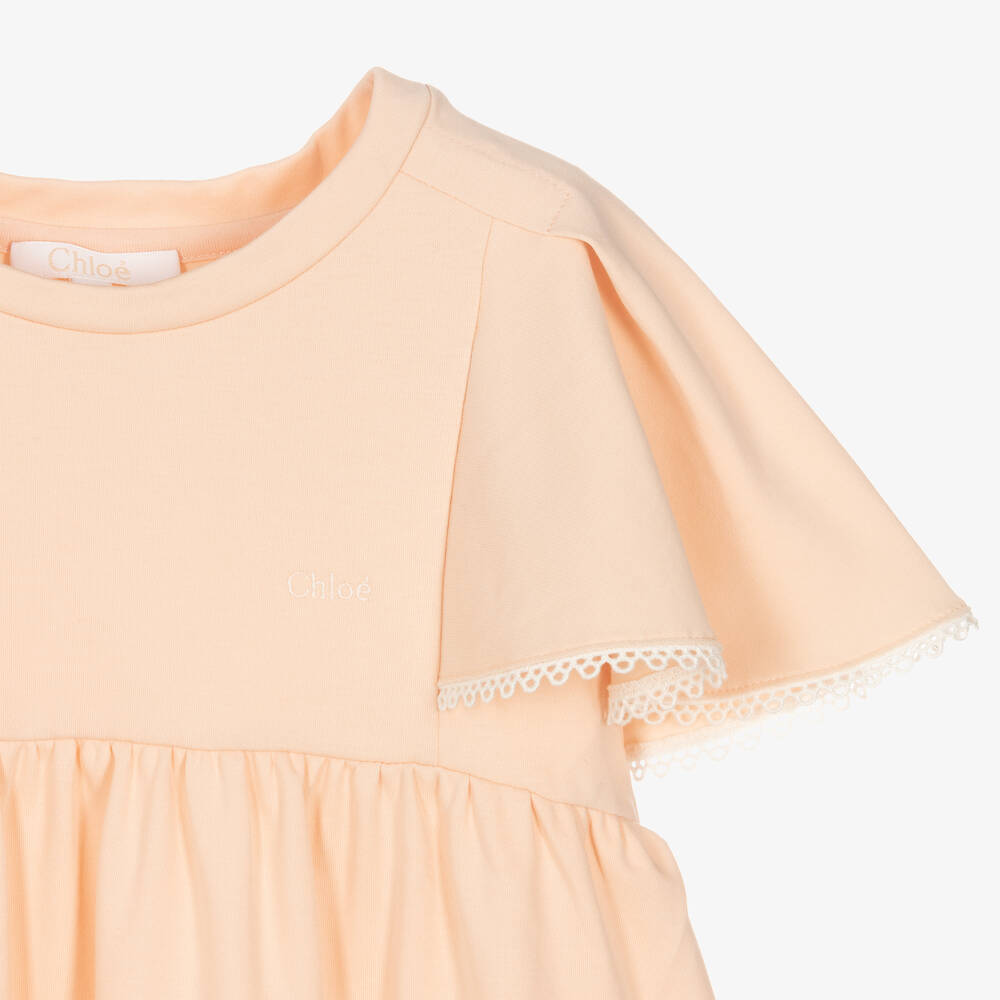Chloé-Розовое платье с рюшами на рукавах | Childrensalon Outlet