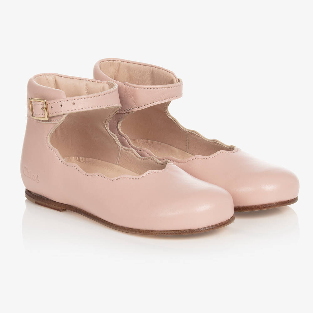 Chloé - Розовые кожаные туфли с фестонами | Childrensalon