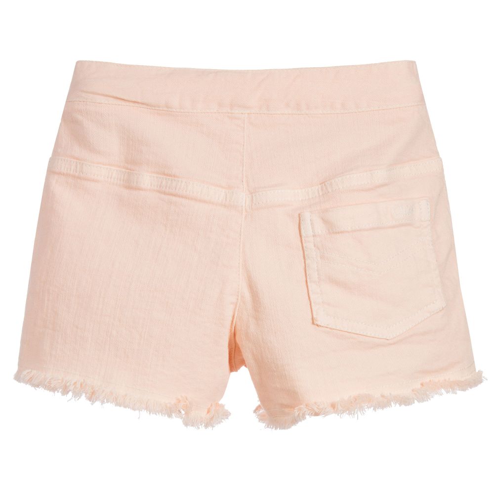Chloé-شورت قطن ستريتش لون زهري للبنات | Childrensalon Outlet