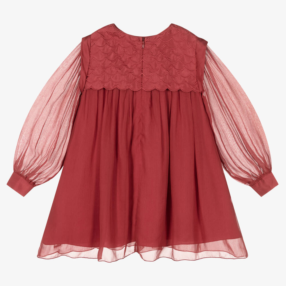 Chloé-Girls Pink Silk Chiffon Dress | Childrensalon Outlet