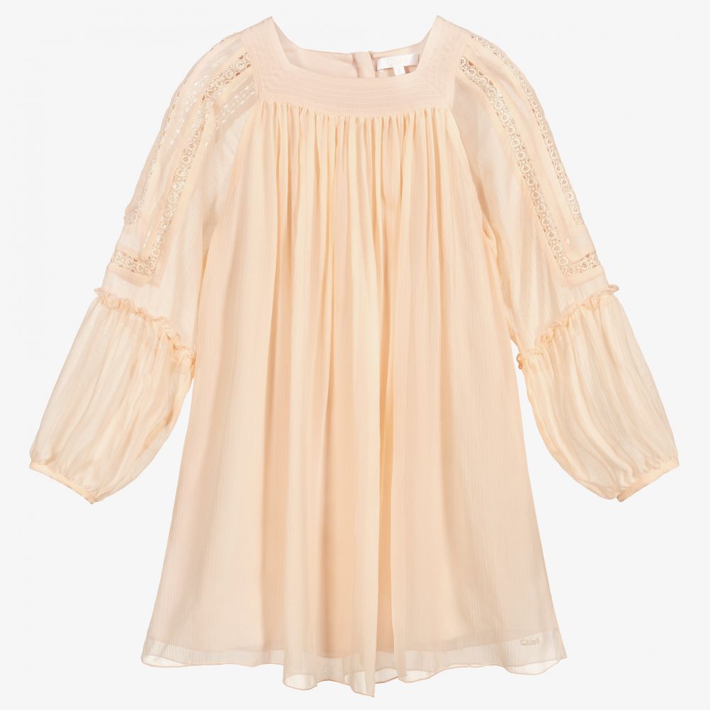 Chloé - Girls Pink Silk Couture Dress | Childrensalon