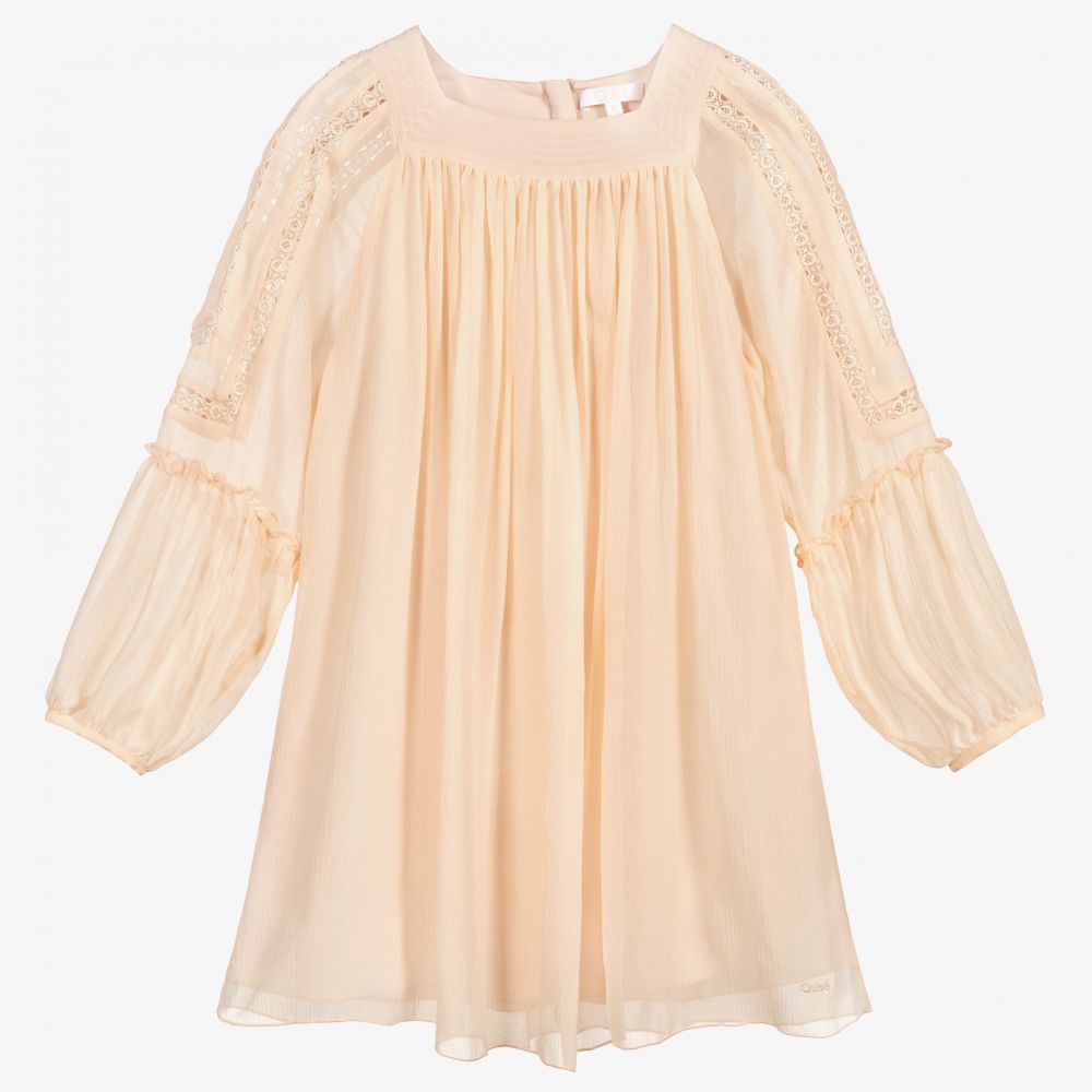 Chloé - Robe rose en soie Couture Fille | Childrensalon