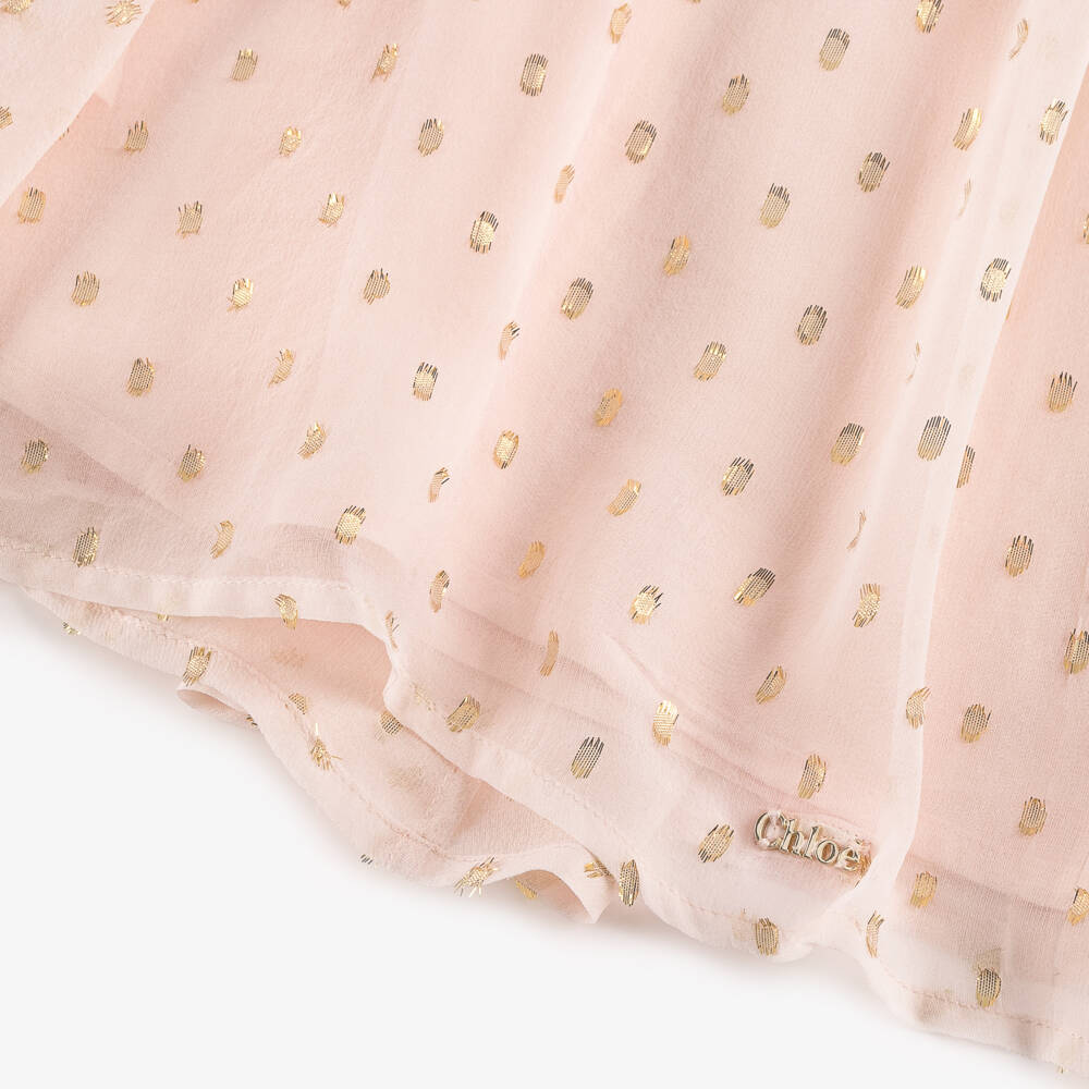 Chloé-تنورة حرير وردية وذهبية للبنات | Childrensalon Outlet