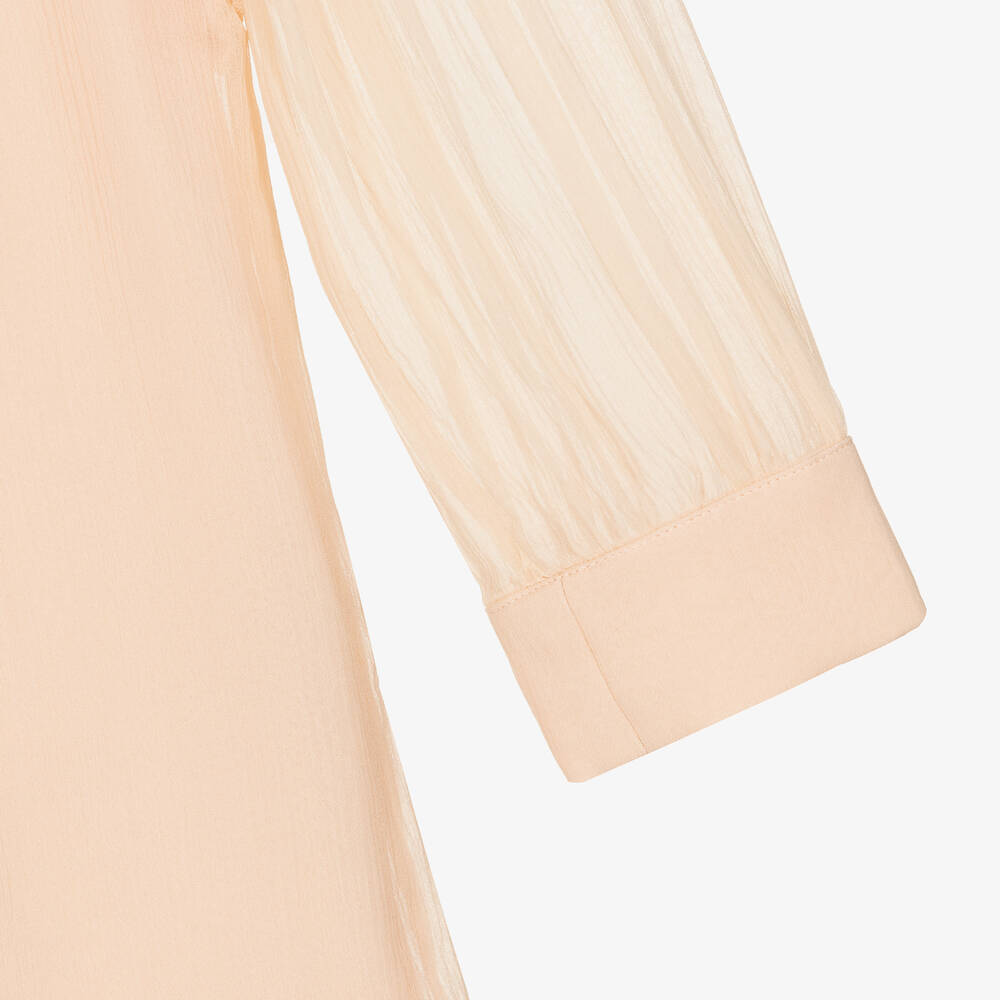 كلوي-فستان حرير مزين بكشكش لون زهري | Childrensalon Outlet