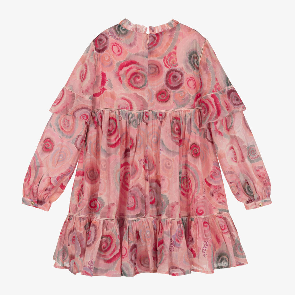 Chloé-Розовое шерстяное платье со спиральным принтом | Childrensalon Outlet