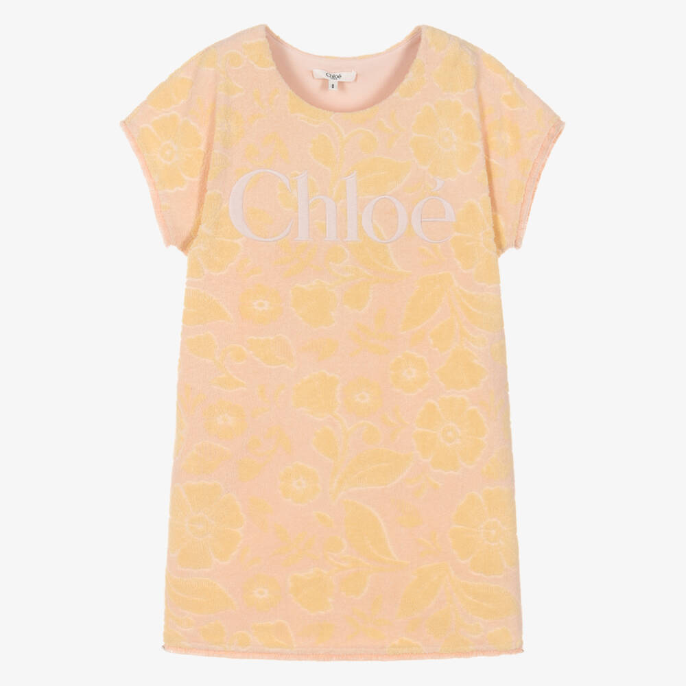 Chloé-Girls Pink & Yellow Floral Towelling Dress | Childrensalon Outlet