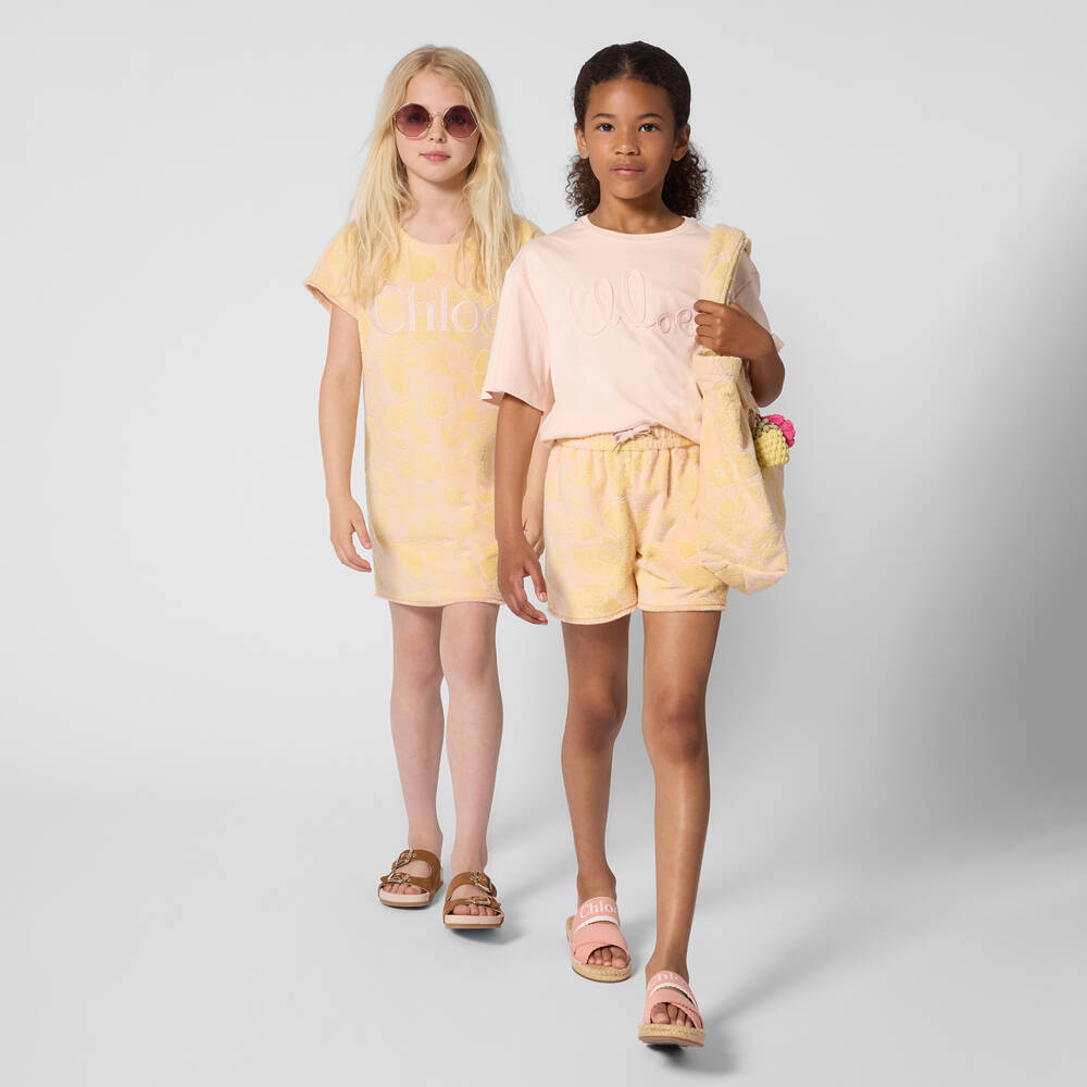 Chloé-Пурпурные и жёлтые шорты из махровой ткани с цветочным узором | Childrensalon Outlet