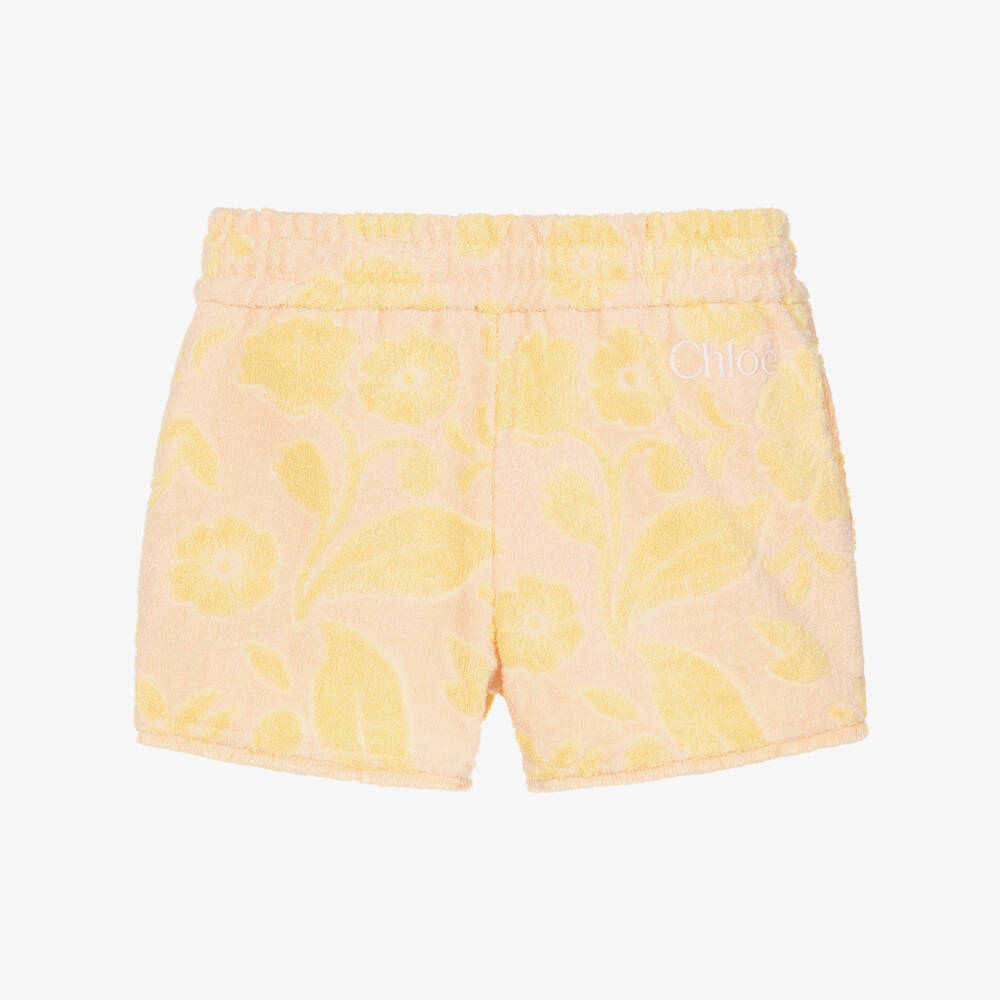 Chloé-Пурпурные и жёлтые шорты из махровой ткани с цветочным узором | Childrensalon Outlet