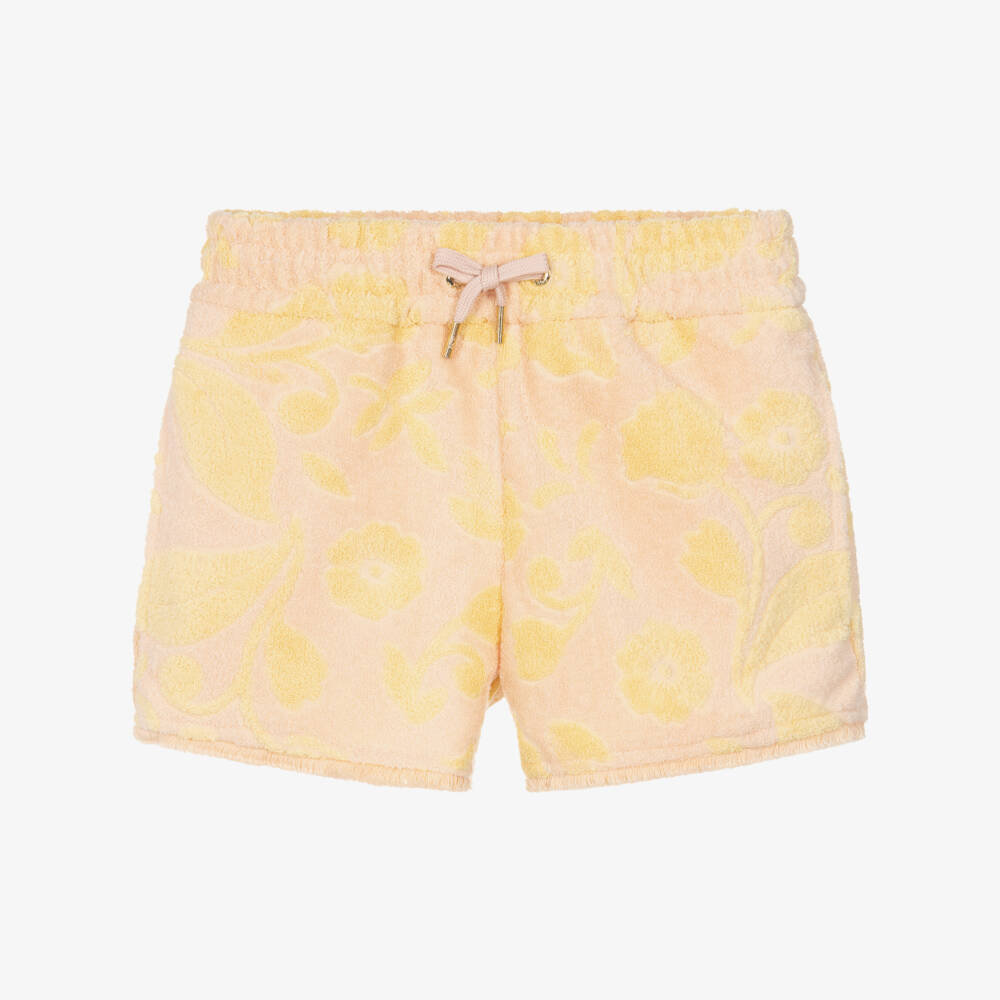 Chloé-Пурпурные и жёлтые шорты из махровой ткани с цветочным узором | Childrensalon Outlet