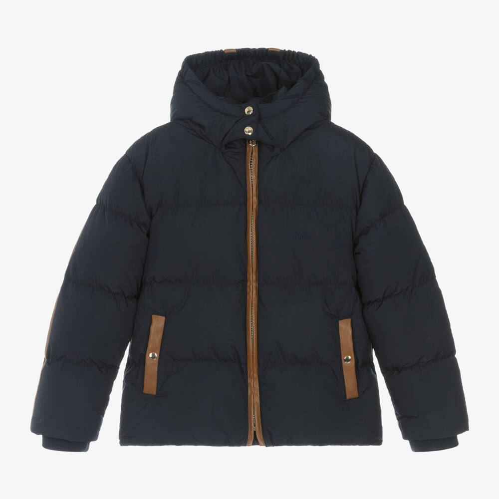 Chloé-Girls Quilted Navy Jacket | Childrensalon Outlet