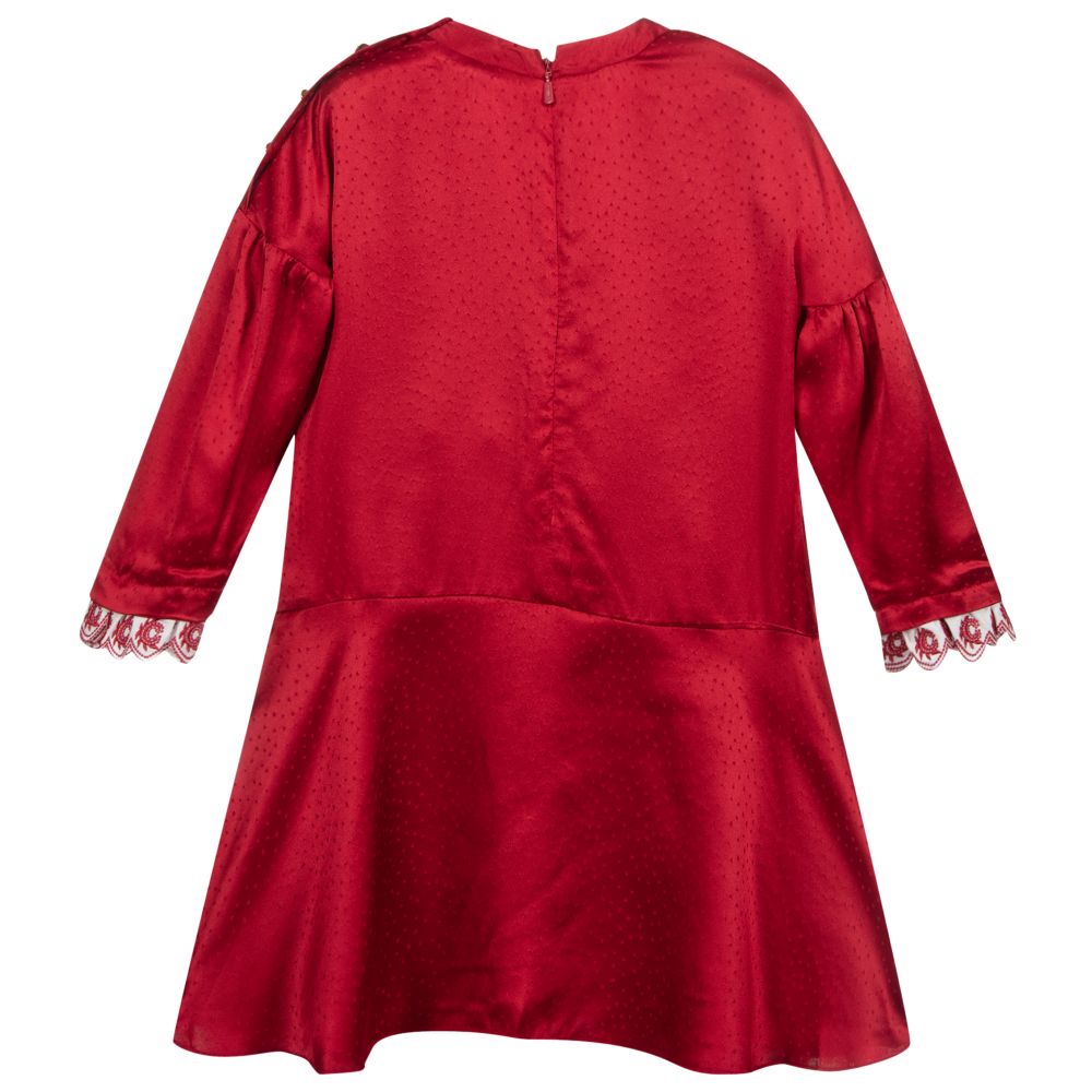 Chloé-Girls Red Silk Dress | Childrensalon Outlet