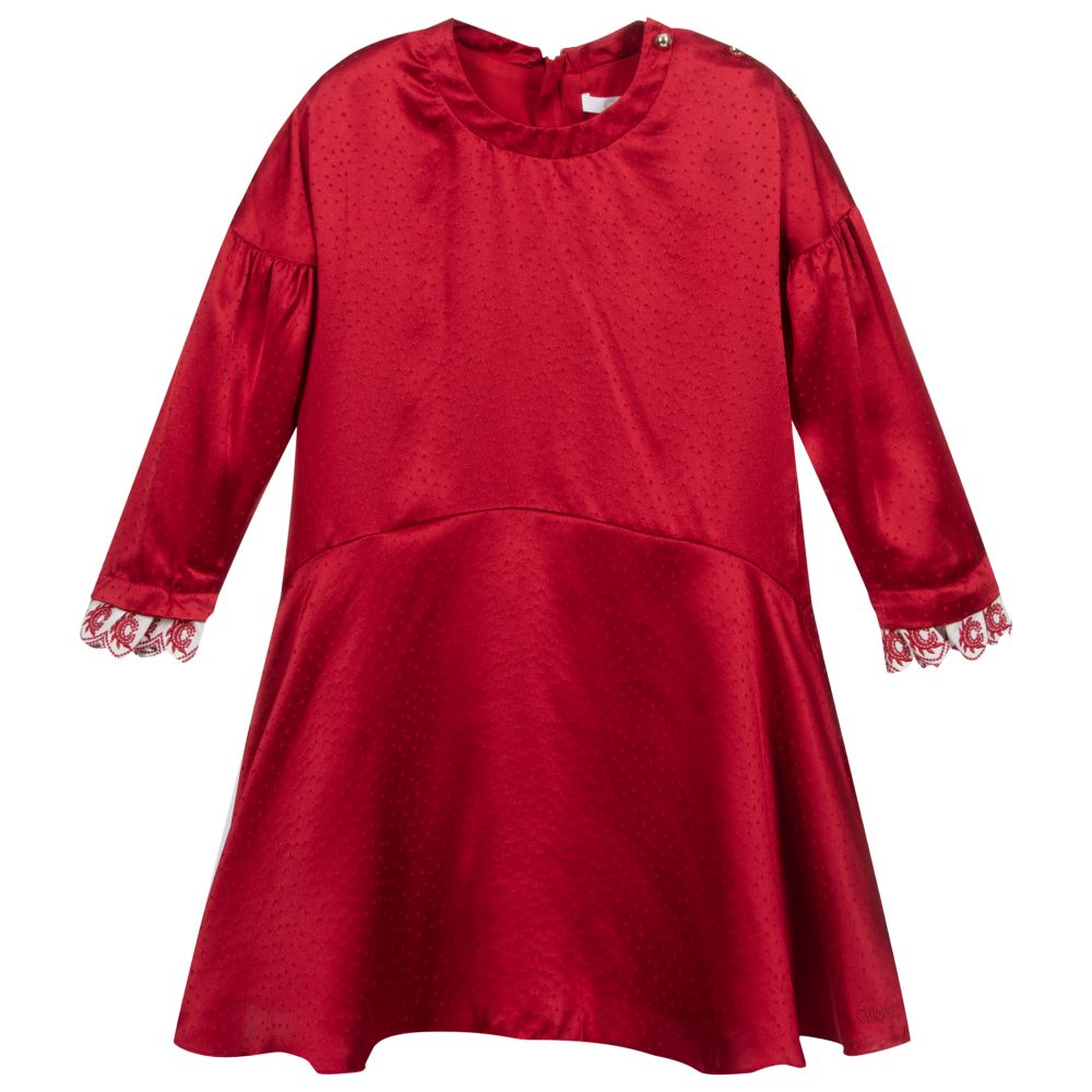 Chloé - Girls Red Silk Dress | Childrensalon