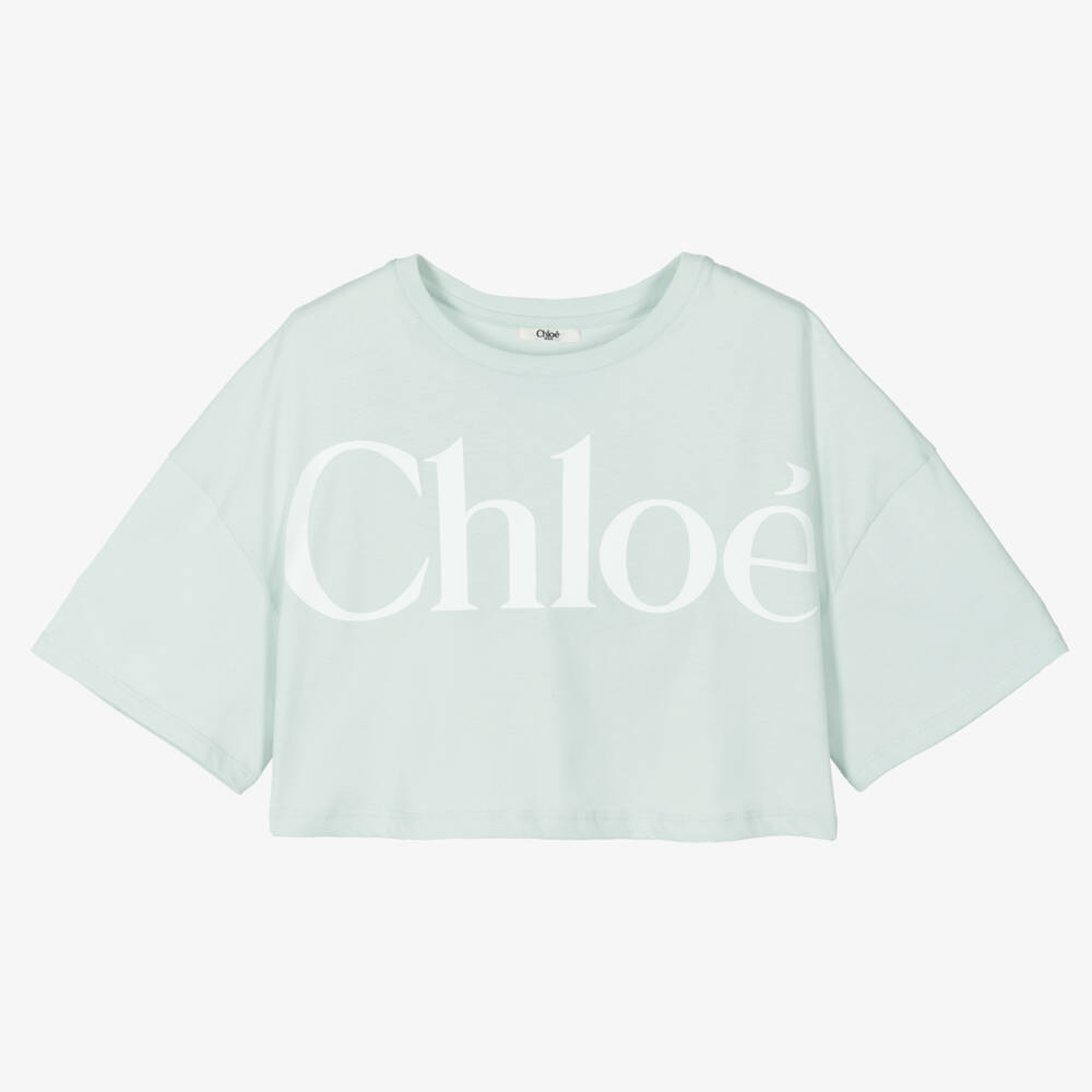 Chloé-Girls Relaxed Green Cotton Tee | Childrensalon Outlet