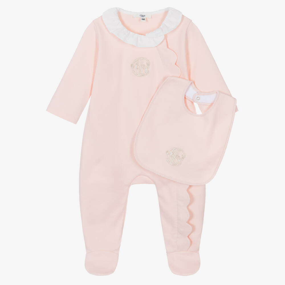 Chloé-Girls Rosy Cotton Onesie Set | Childrensalon Outlet