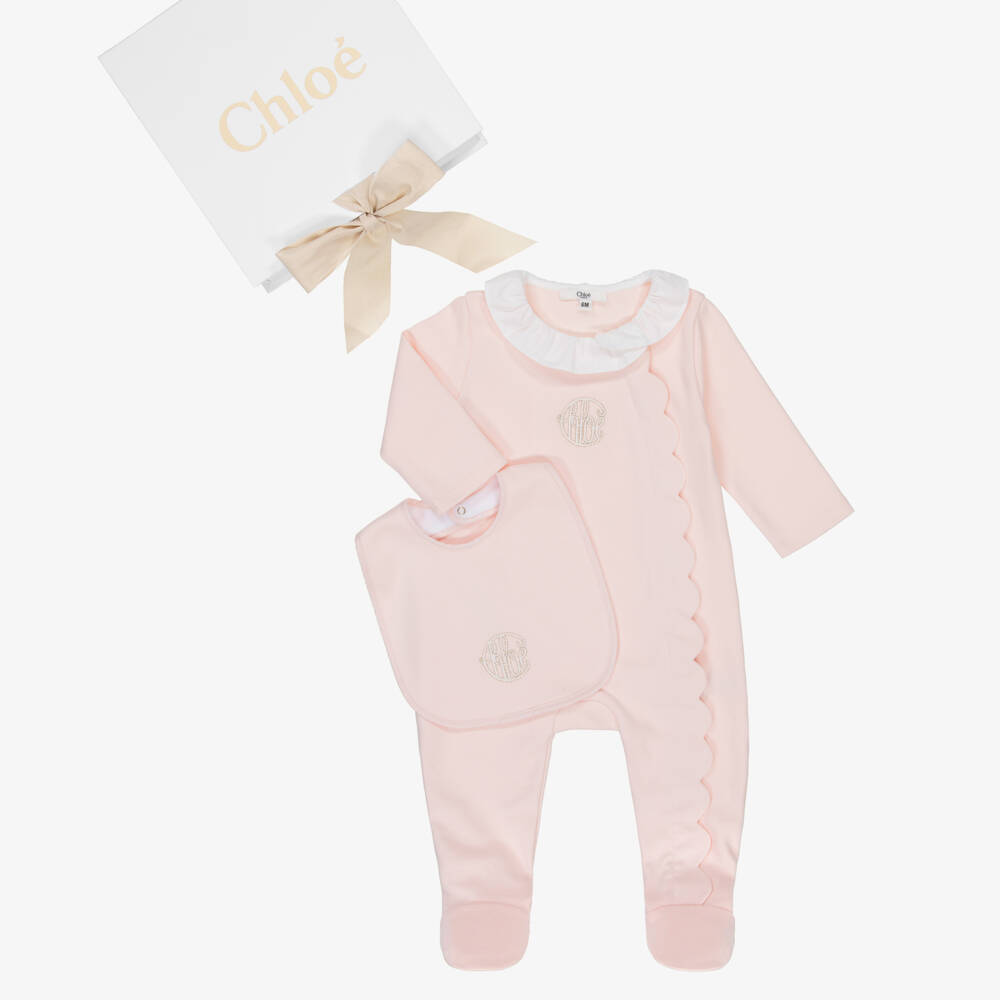 Chloé-Girls Rosy Cotton Onesie Set | Childrensalon Outlet
