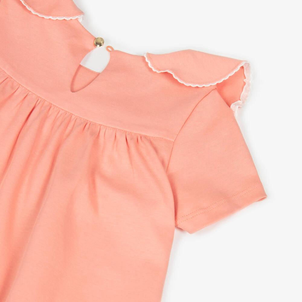 Chloé-Girls Rosy Cotton Ruffle Dress | Childrensalon Outlet