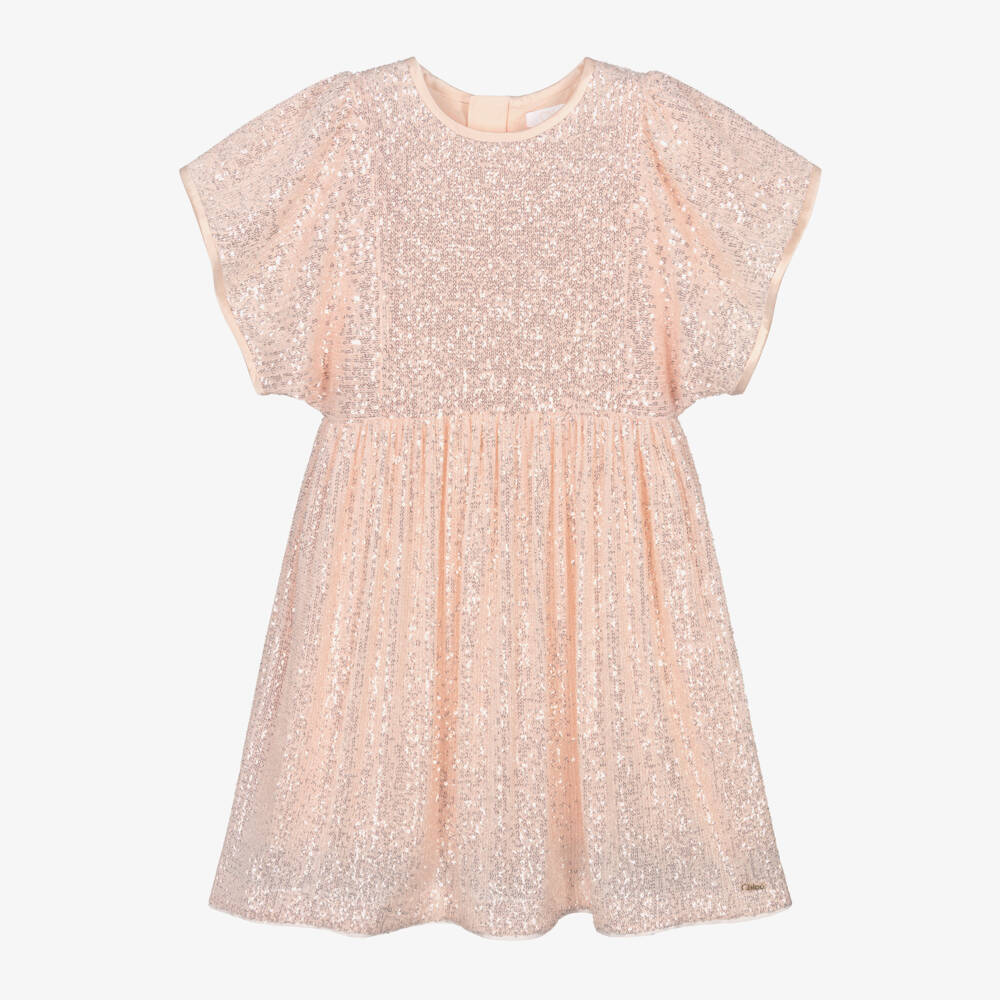 Chloé-فستان وردي لامع للبنات | Childrensalon Outlet