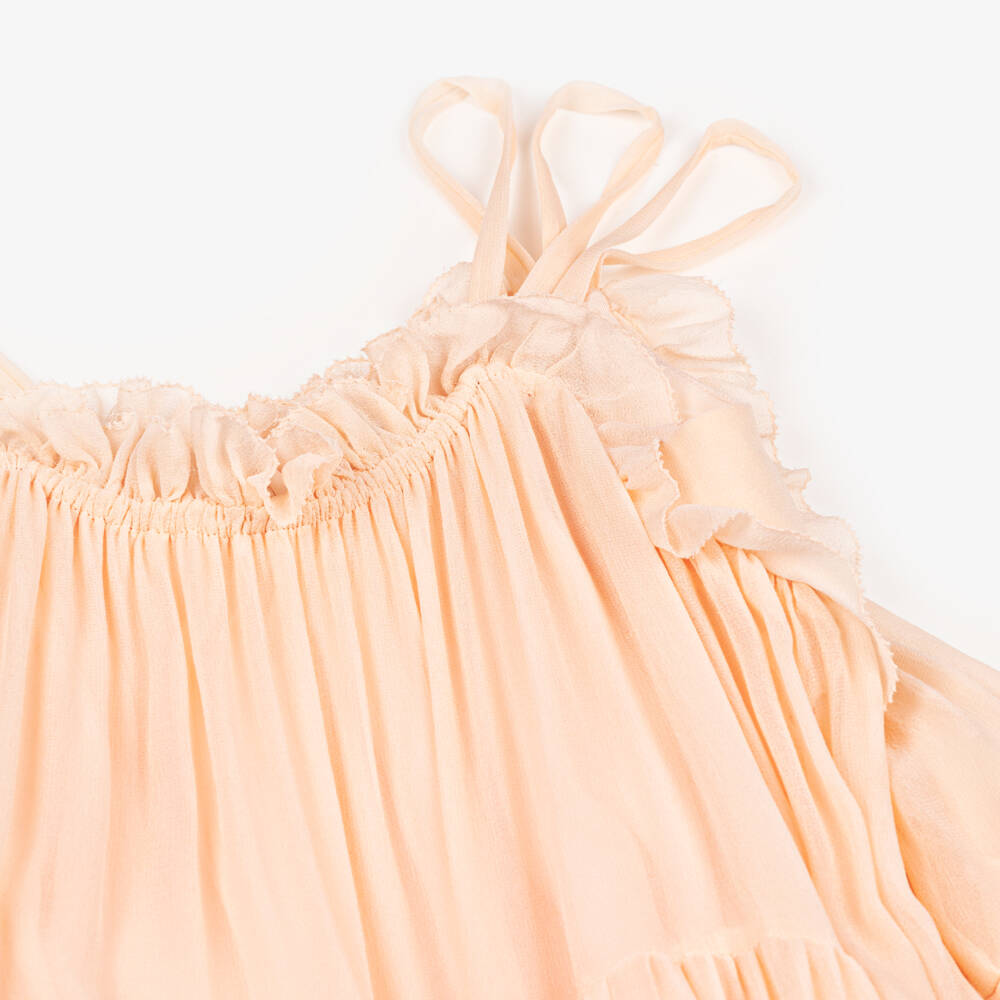 Chloé-Girls Silk Ruffle Pink Dress | Childrensalon Outlet