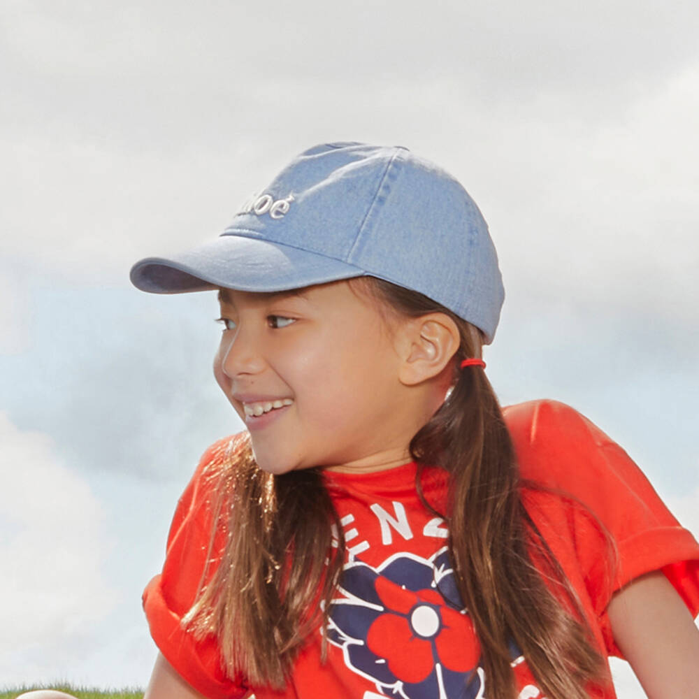Chloé-Girls Sky-Tone Signature Denim Cap | Childrensalon Outlet