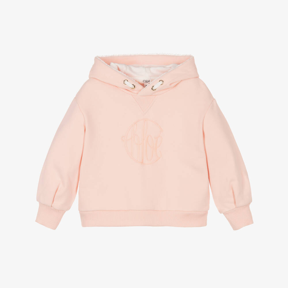 Chloé-هودي قطن ناعم بلون وردي للبنات | Childrensalon Outlet