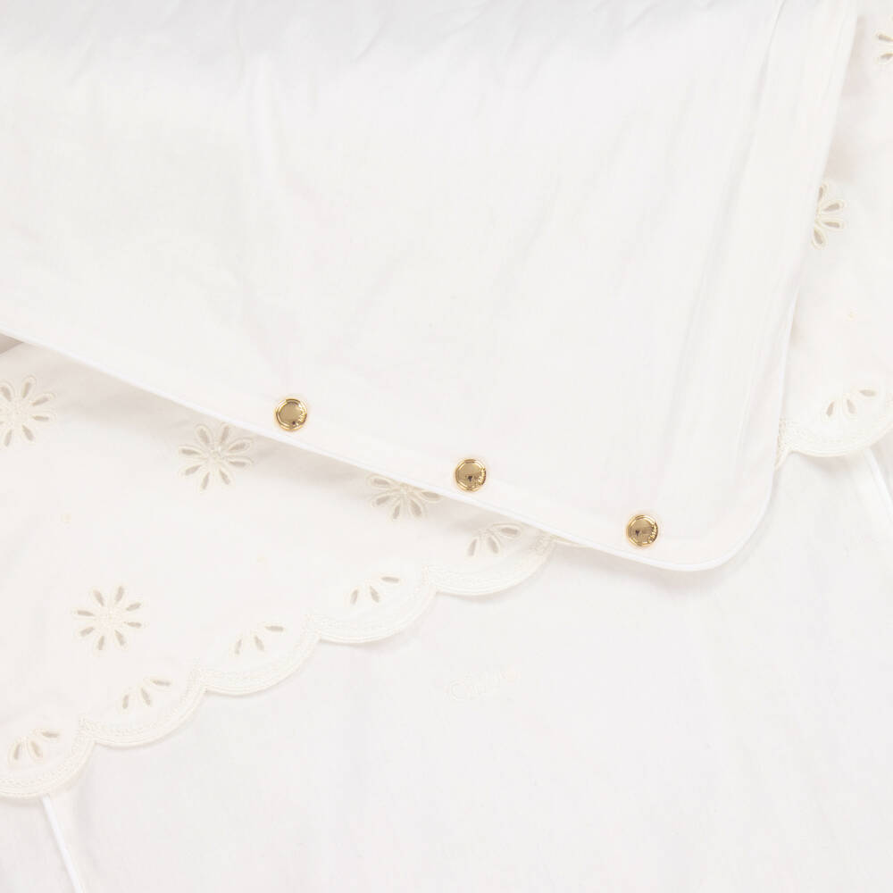 Chloé-Girls Soft Ivory Cotton Cocoon | Childrensalon Outlet
