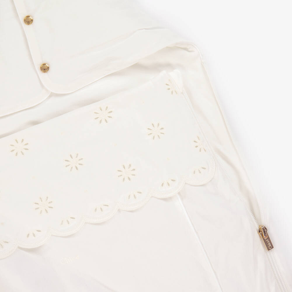 Chloé-Girls Soft Ivory Cotton Cocoon | Childrensalon Outlet