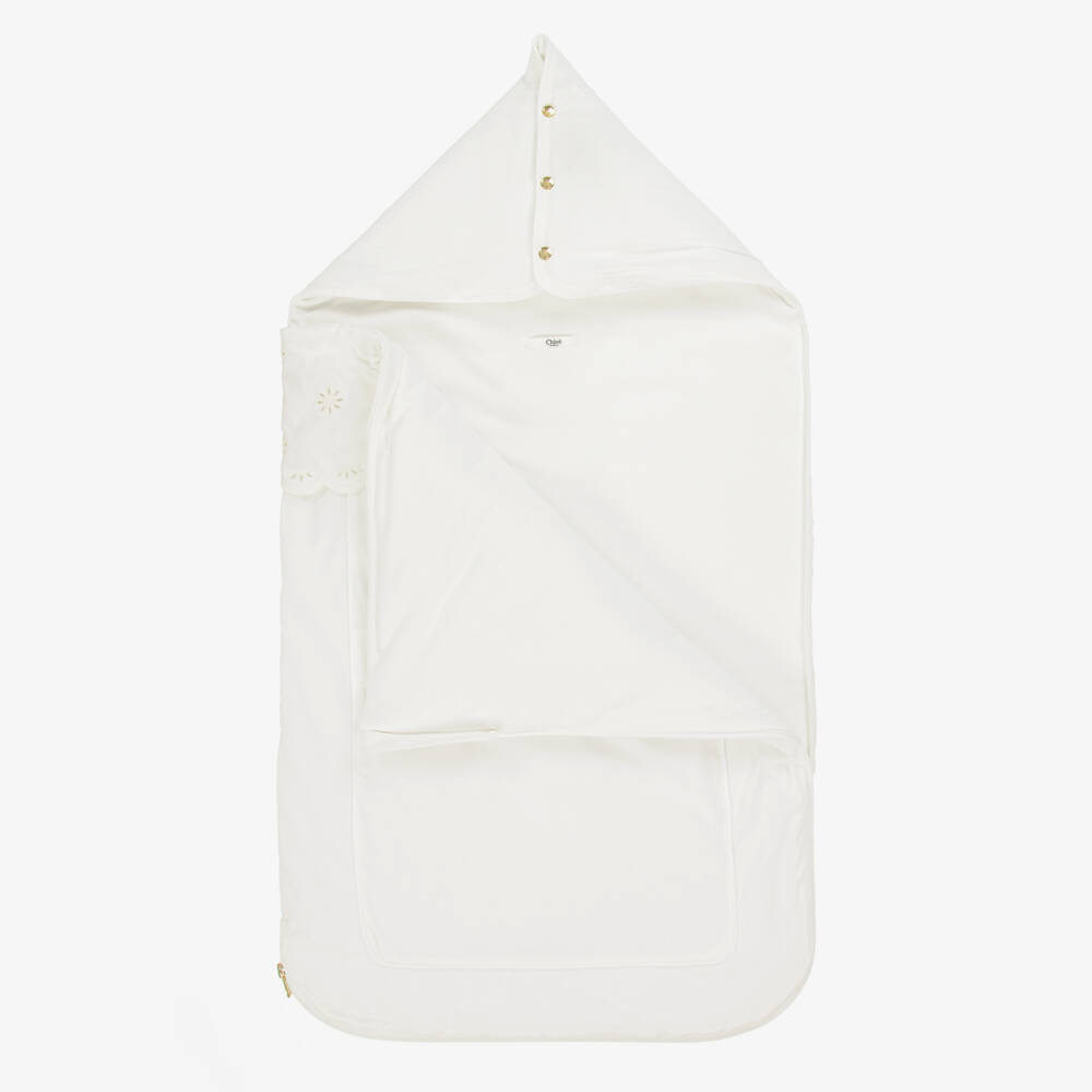 Chloé-Girls Soft Ivory Cotton Cocoon | Childrensalon Outlet