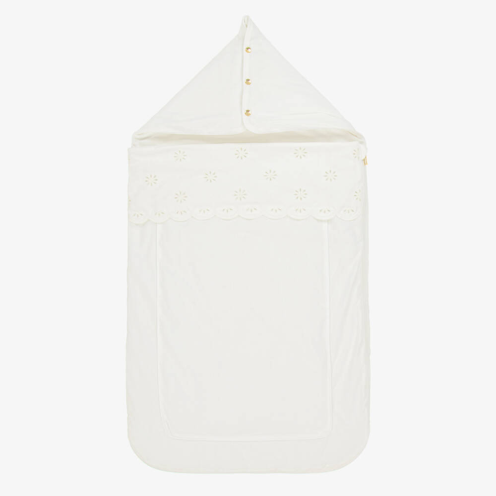 Chloé-Girls Soft Ivory Cotton Cocoon | Childrensalon Outlet