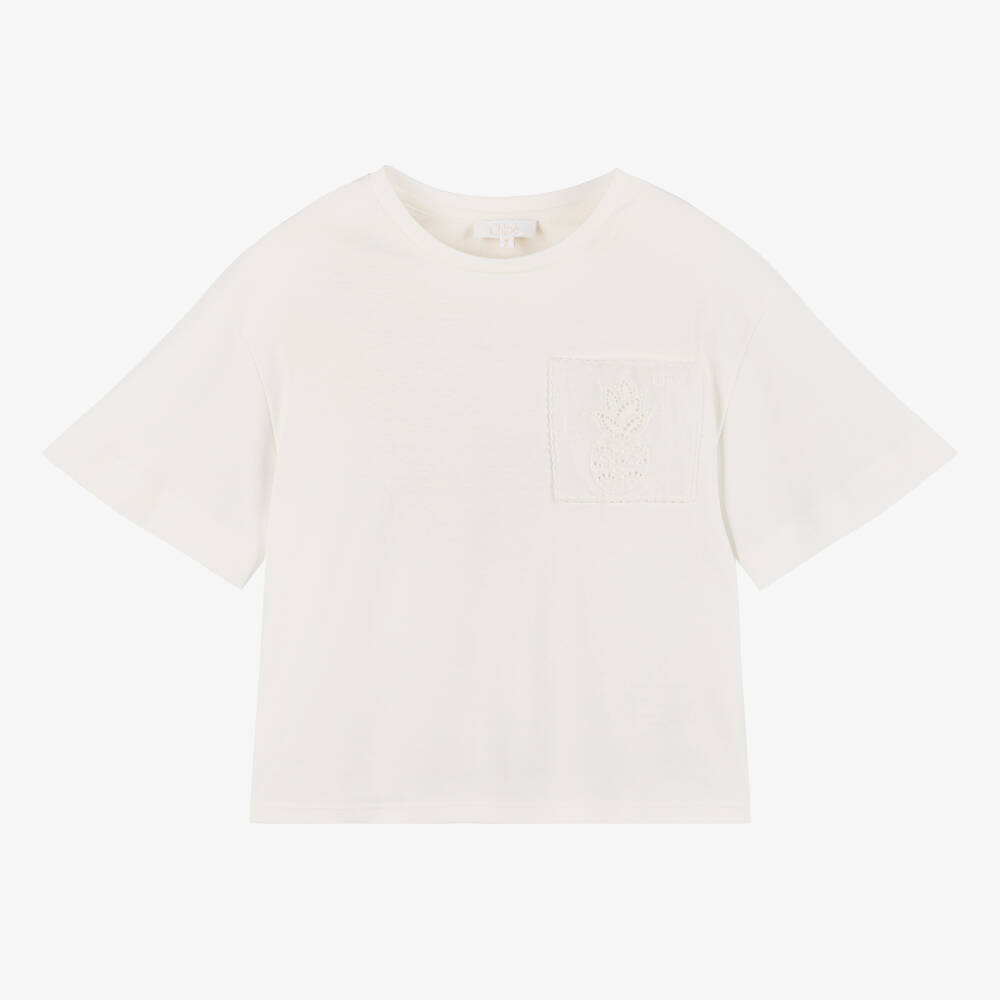 Chloé-Girls Soft Ivory Pineapple Tee | Childrensalon Outlet