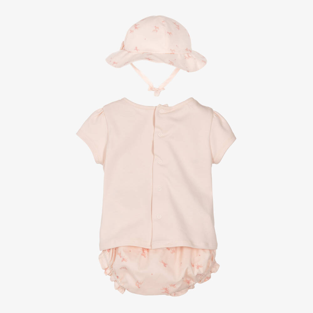 Chloé-Girls' Soft Pink Cotton Ensemble | Childrensalon Outlet