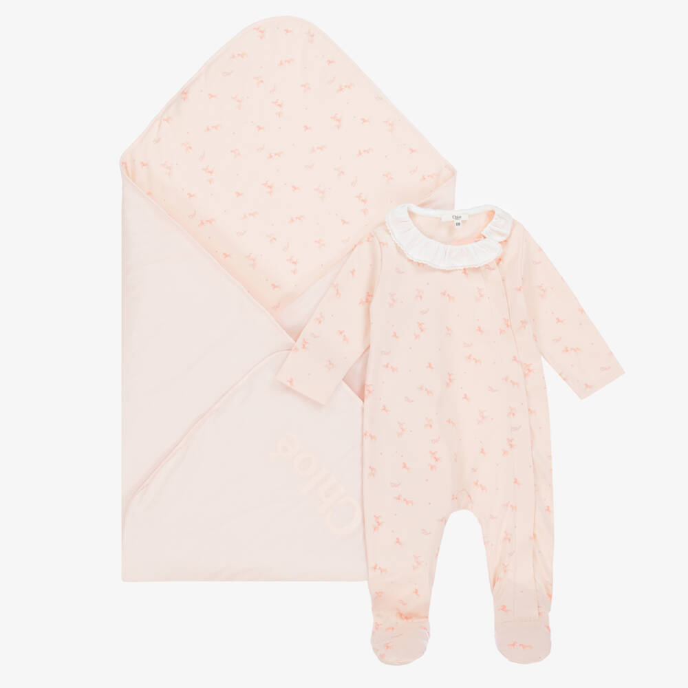 Chloé-Girls Soft Pink Infant Ensemble | Childrensalon Outlet