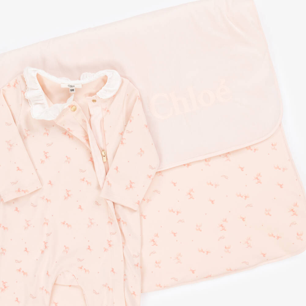 Chloé-Girls Soft Pink Infant Ensemble | Childrensalon Outlet