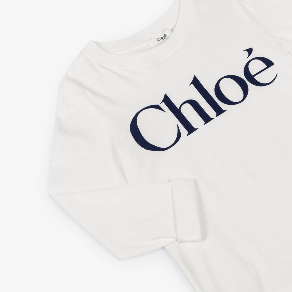 Chloé-بلوزة قطنية ناعمة بيضاء للبنات | Childrensalon Outlet