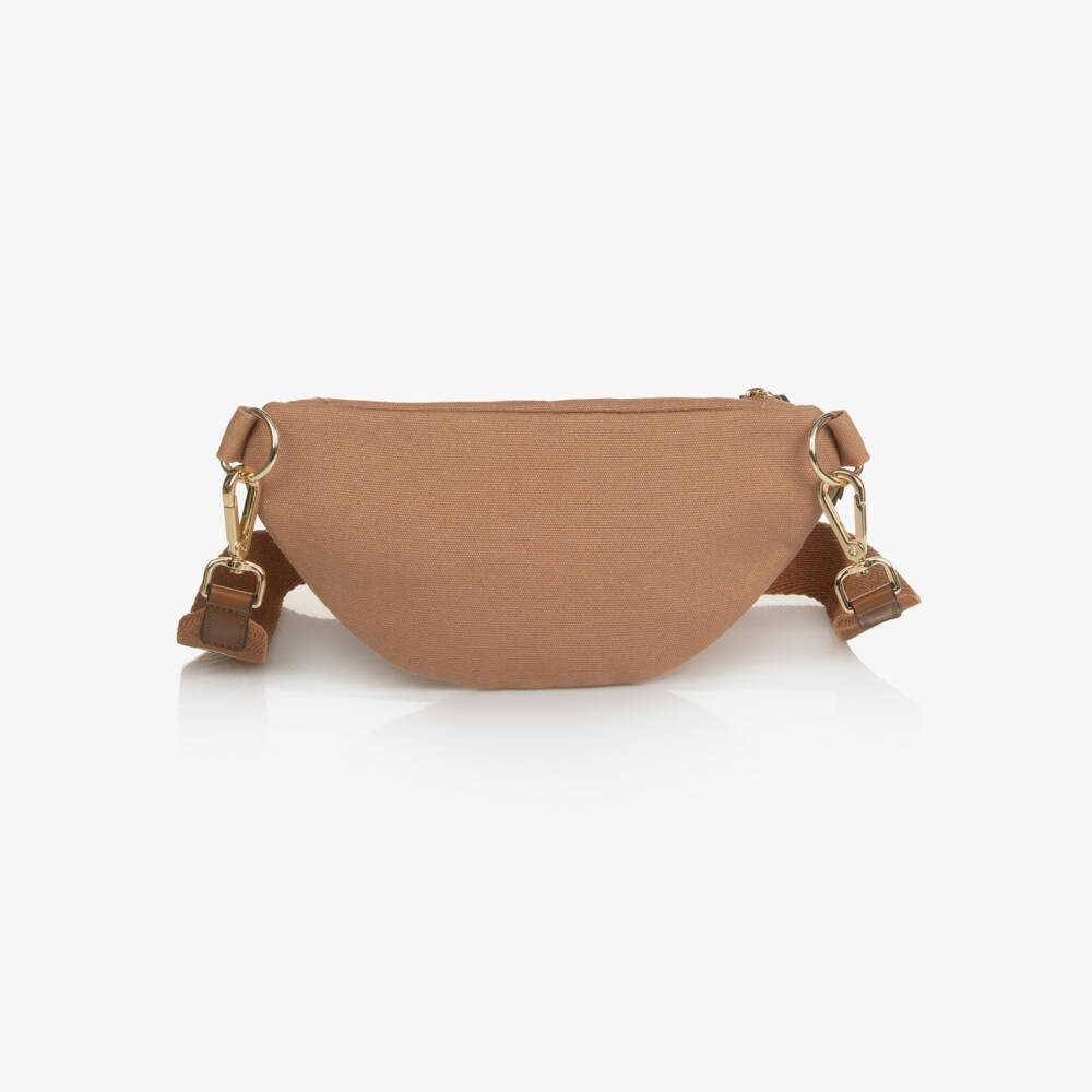 Chloé-Girls Tan Brown Canvas Logo Crossbody Bag (28cm) | Childrensalon Outlet