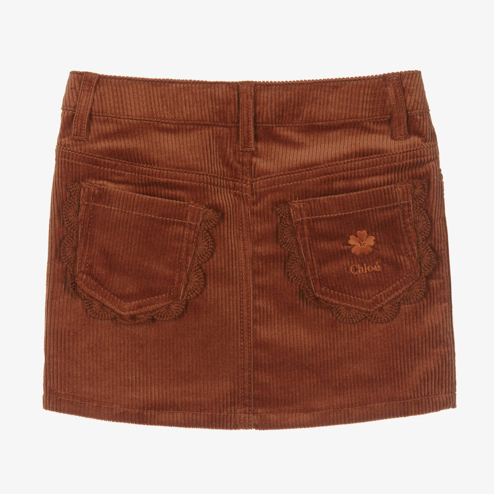 Chloé-Girls Tan Brown Corduroy Skirt | Childrensalon Outlet